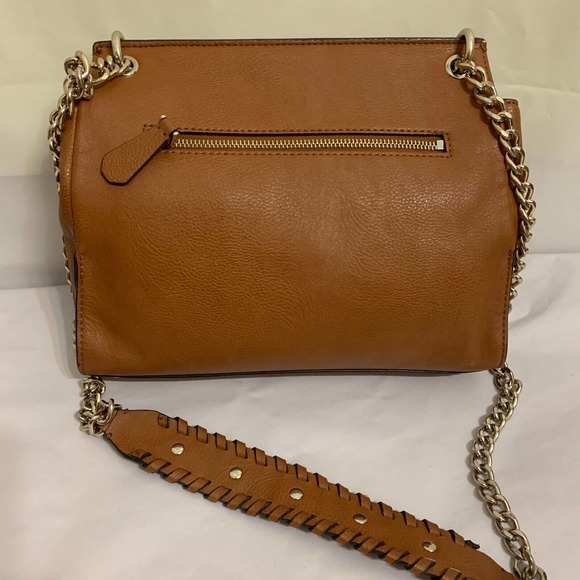 GUESS Large Acorn Brown Vegan Leather Studded Flap CHAIN CROSSBODY - Picture 7 of 13